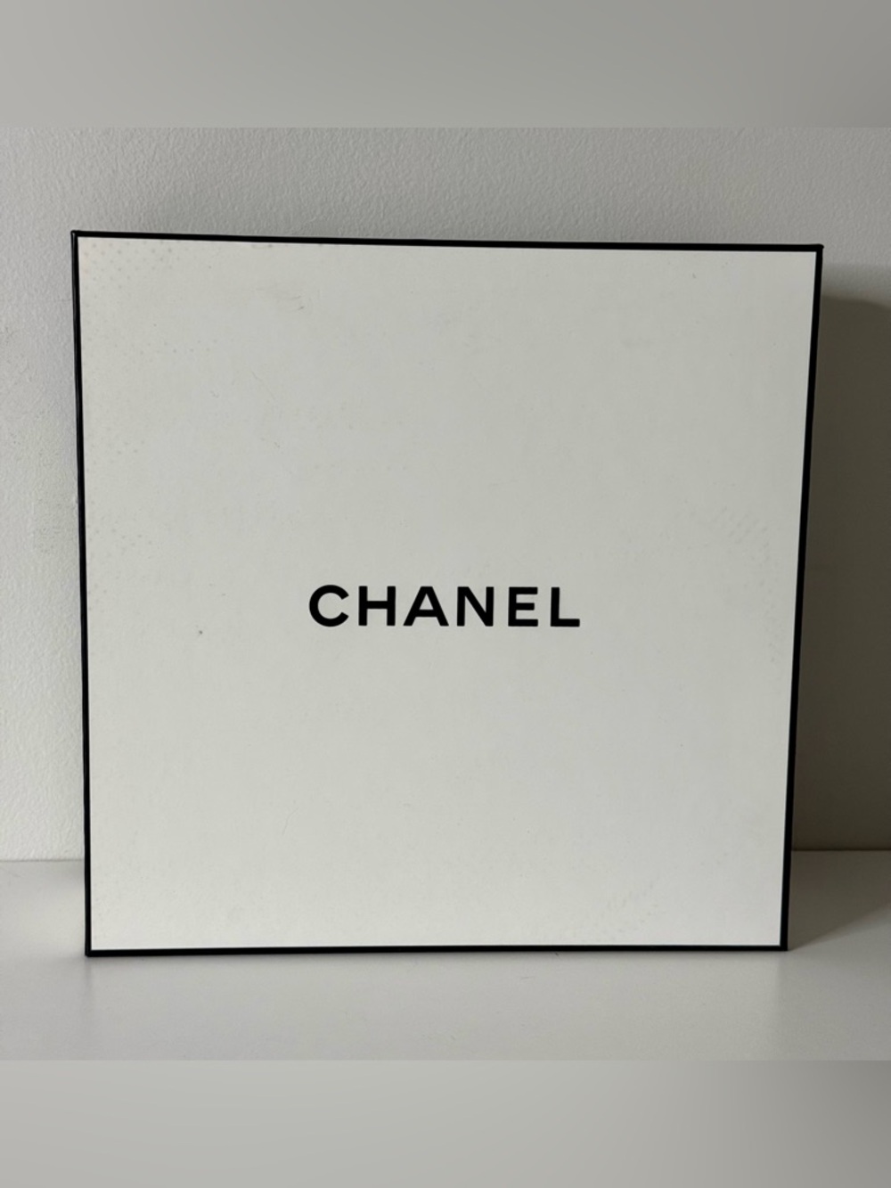 Authentic CHANEL Square Gift Box Black Bottom/White Top 8.5” x 8.5”x 3.85”